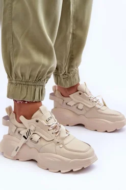Online Buty Sportowe Sneakersy MM2N4015 Beżowe Damskie Sneakersy Damskie