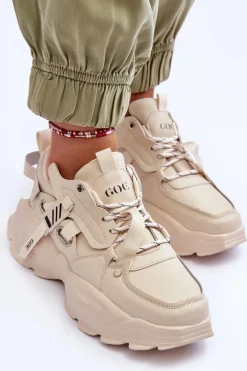 Online Buty Sportowe Sneakersy MM2N4015 Beżowe Damskie Sneakersy Damskie