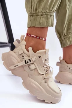 Online Buty Sportowe Sneakersy MM2N4015 Beżowe Damskie Sneakersy Damskie