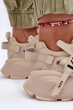Online Buty Sportowe Sneakersy MM2N4015 Beżowe Damskie Sneakersy Damskie