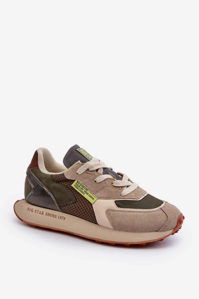 Obuwie Sportowe Męskie>Big Star Shoes Buty Sportowe Sneakersy Męskie Memory Foam System Big Star NN174345 Khaki