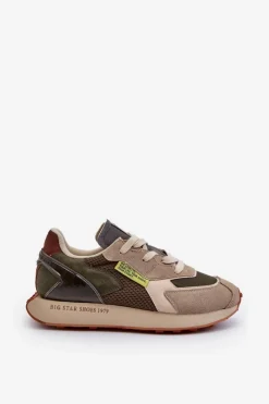 Obuwie Sportowe Męskie>Big Star Shoes Buty Sportowe Sneakersy Męskie Memory Foam System Big Star NN174345 Khaki