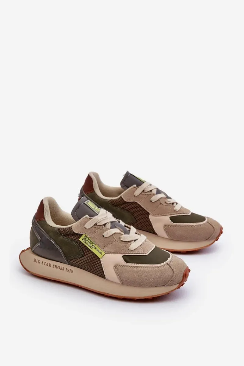 Obuwie Sportowe Męskie>Big Star Shoes Buty Sportowe Sneakersy Męskie Memory Foam System Big Star NN174345 Khaki