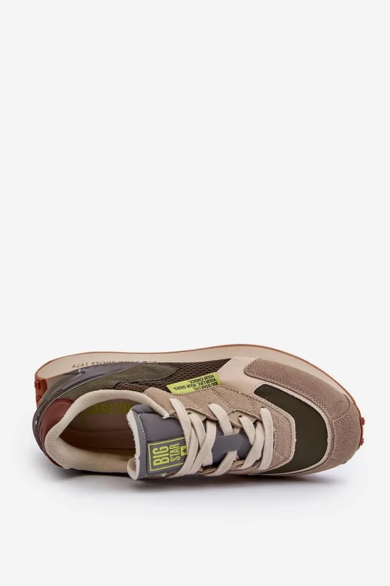 Obuwie Sportowe Męskie>Big Star Shoes Buty Sportowe Sneakersy Męskie Memory Foam System Big Star NN174345 Khaki