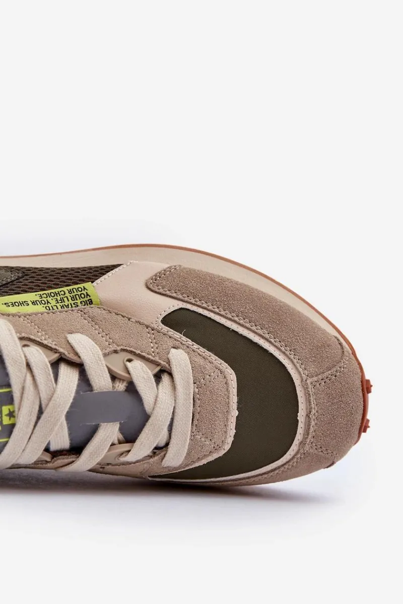 Obuwie Sportowe Męskie>Big Star Shoes Buty Sportowe Sneakersy Męskie Memory Foam System Big Star NN174345 Khaki