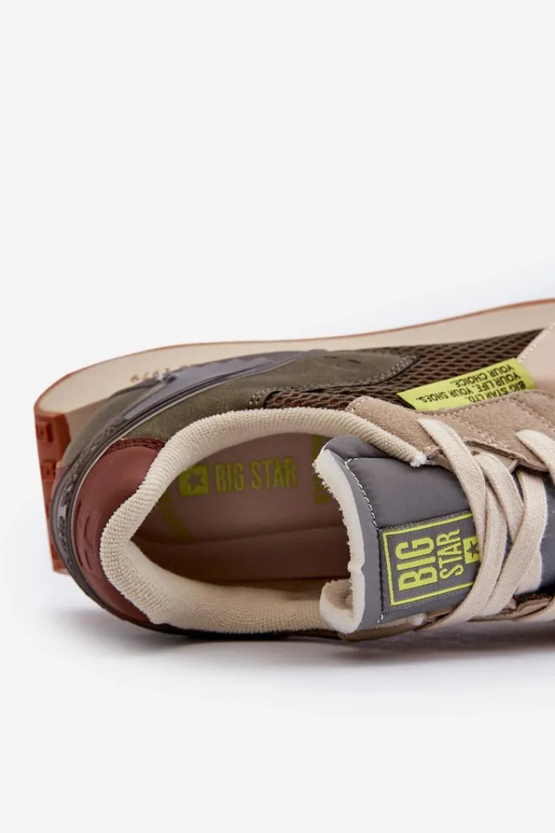 Obuwie Sportowe Męskie>Big Star Shoes Buty Sportowe Sneakersy Męskie Memory Foam System Big Star NN174345 Khaki