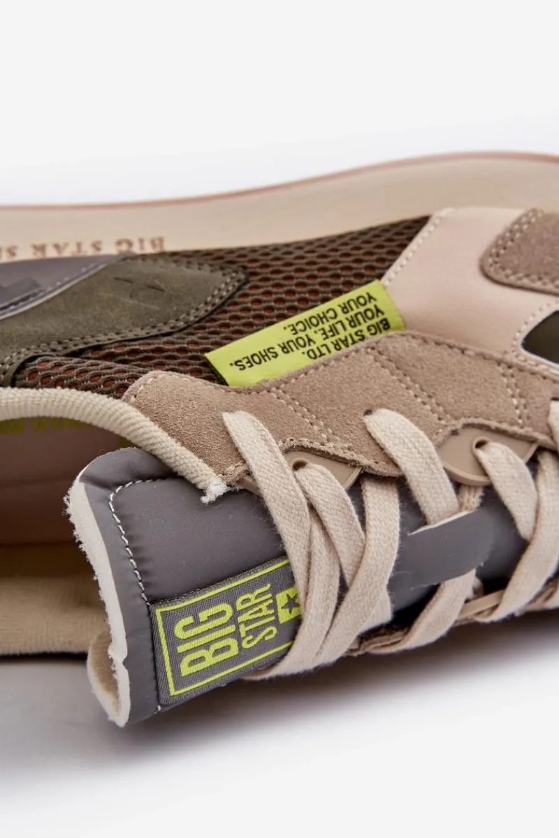 Obuwie Sportowe Męskie>Big Star Shoes Buty Sportowe Sneakersy Męskie Memory Foam System Big Star NN174345 Khaki