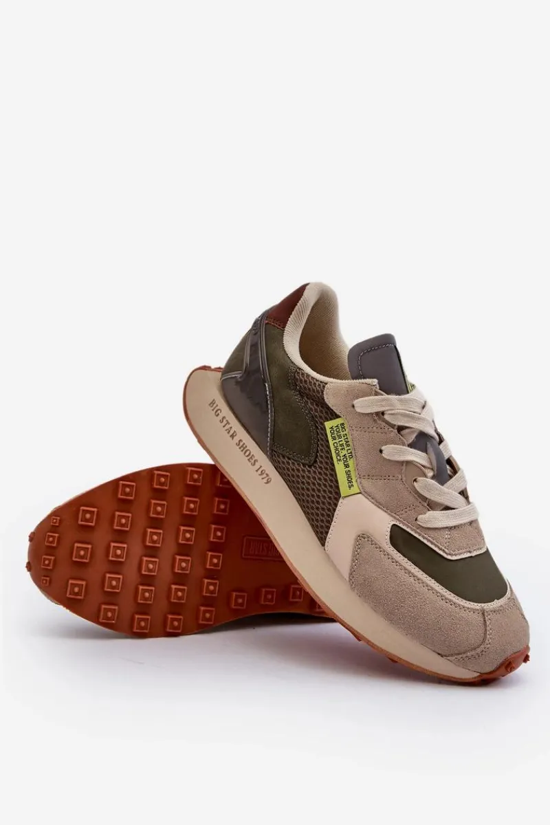 Obuwie Sportowe Męskie>Big Star Shoes Buty Sportowe Sneakersy Męskie Memory Foam System Big Star NN174345 Khaki