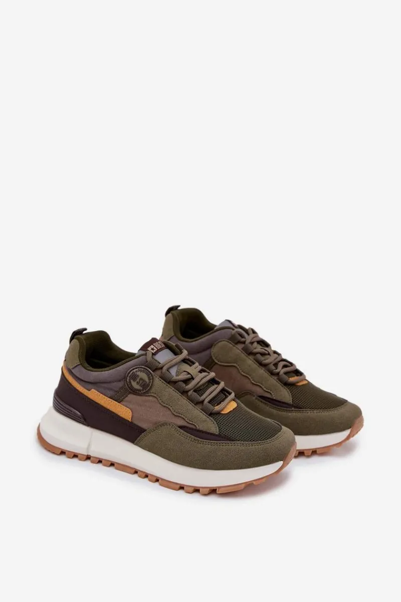 Obuwie Sportowe Męskie>Big Star Shoes Buty Sportowe Sneakersy Męskie Big Star RR174280 HI-POLY SYSTEM Ciemnozielone Zielony