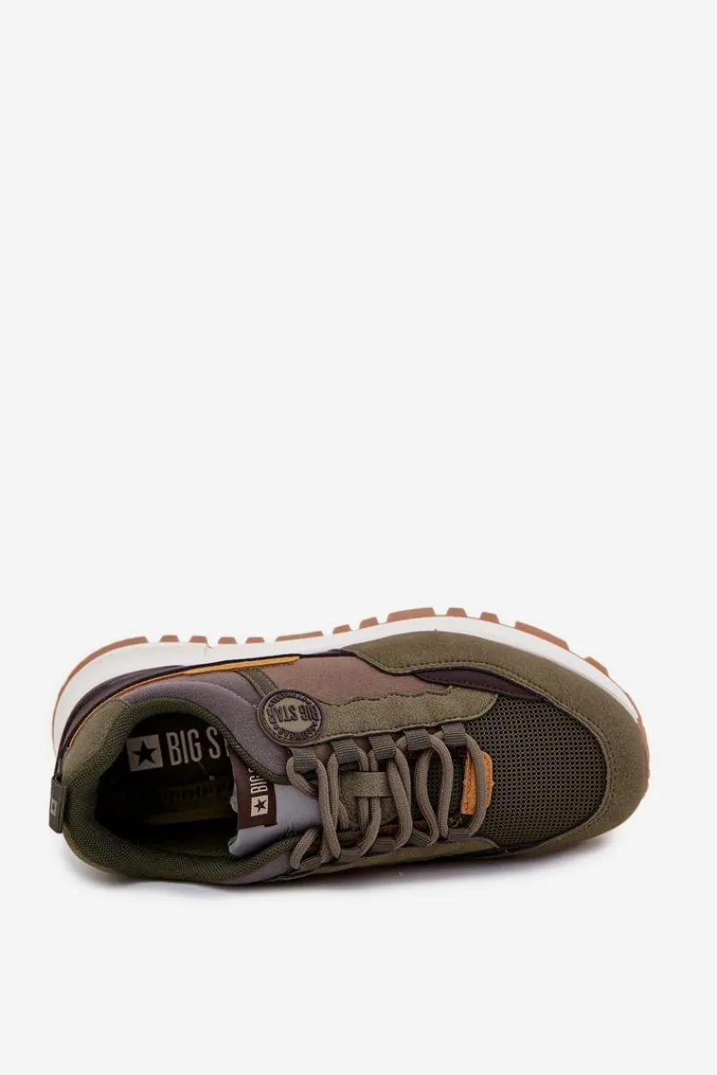 Obuwie Sportowe Męskie>Big Star Shoes Buty Sportowe Sneakersy Męskie Big Star RR174280 HI-POLY SYSTEM Ciemnozielone Zielony