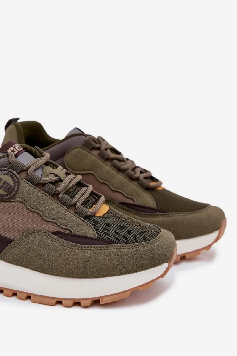 Obuwie Sportowe Męskie>Big Star Shoes Buty Sportowe Sneakersy Męskie Big Star RR174280 HI-POLY SYSTEM Ciemnozielone Zielony