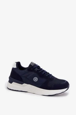 Evento Buty Sportowe Sneakersy Męskie Na Platformie Granatowe Hanirin Niebieski