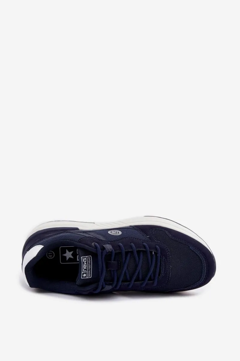 Evento Buty Sportowe Sneakersy Męskie Na Platformie Granatowe Hanirin Niebieski