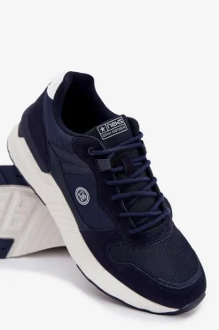 Evento Buty Sportowe Sneakersy Męskie Na Platformie Granatowe Hanirin Niebieski