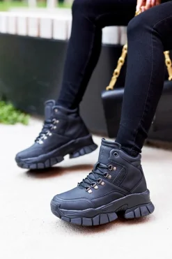 Buty Trekkingowe Big Star II274329 Czarne Damskie Trekkingowe Damskie|Botki Płaskie