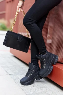 Buty Trekkingowe Big Star II274329 Czarne Damskie Trekkingowe Damskie|Botki Płaskie