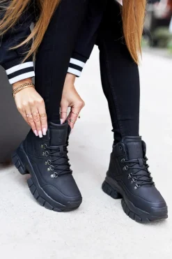 Buty Trekkingowe Big Star II274329 Czarne Damskie Trekkingowe Damskie|Botki Płaskie