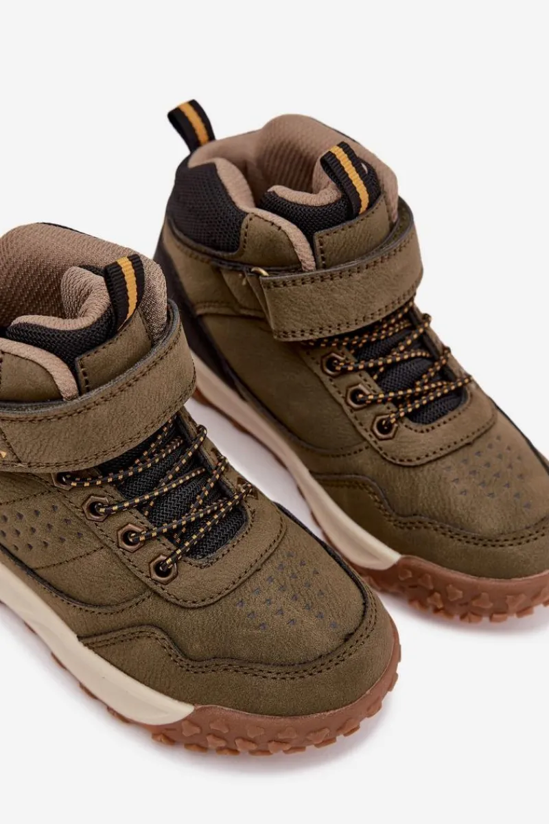 Chłopięce>Boto Buty Trekkingowe Dziecięce Na Rzep Ciemnozielone Pavisse