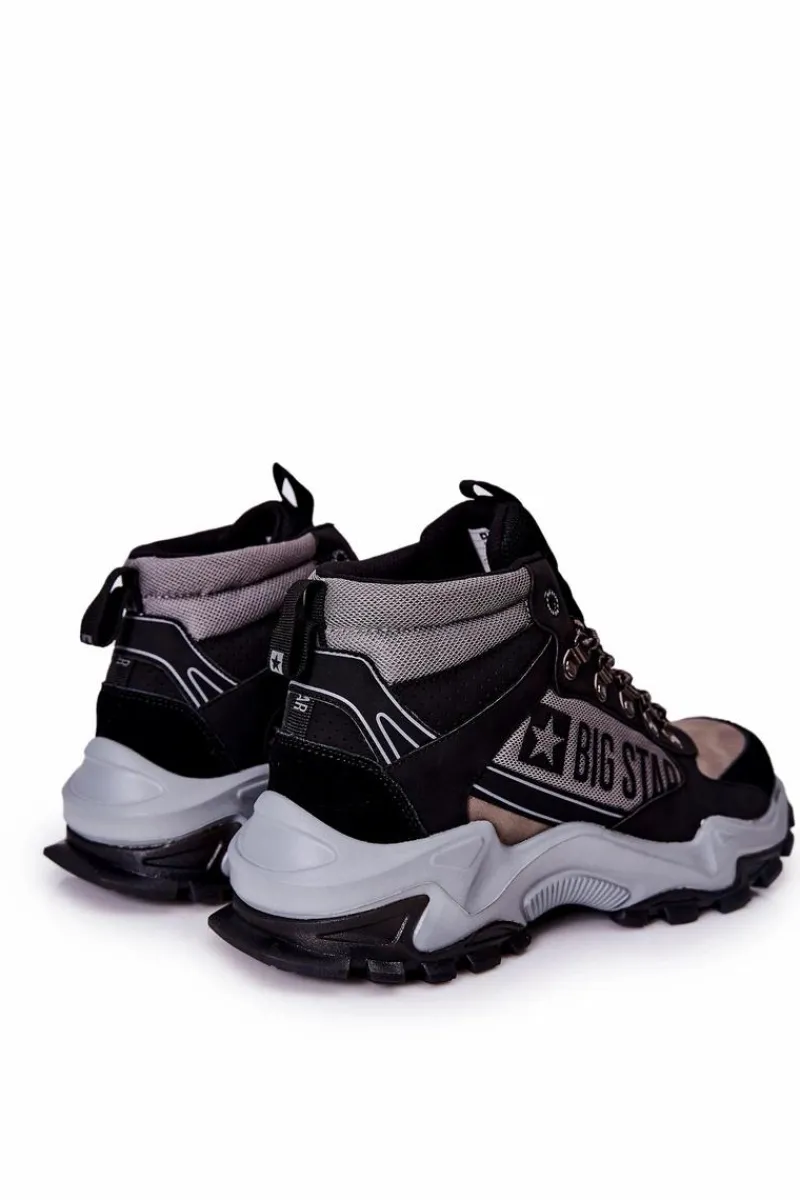 Online Buty Trekkingowe Męskie Big Star II174203 Czarno-Szare Męskie Obuwie Trekkingowe Męskie
