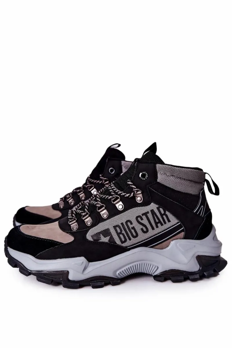 Online Buty Trekkingowe Męskie Big Star II174203 Czarno-Szare Męskie Obuwie Trekkingowe Męskie