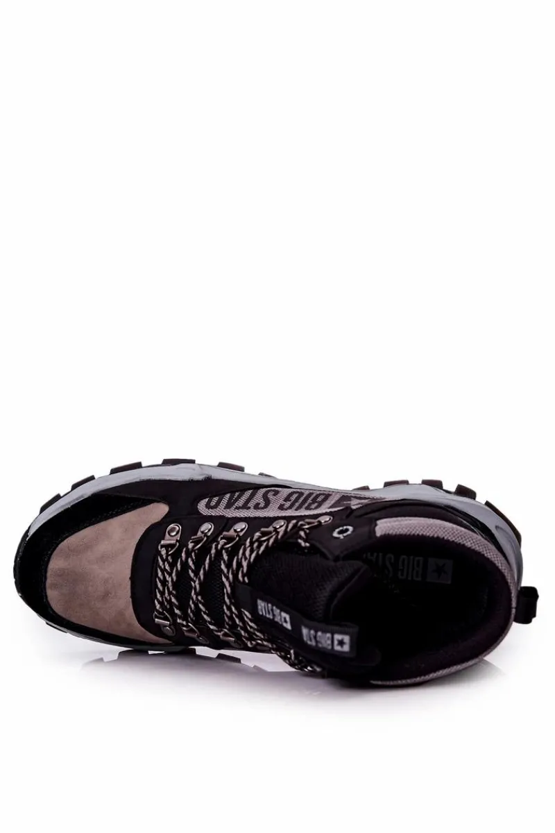 Online Buty Trekkingowe Męskie Big Star II174203 Czarno-Szare Męskie Obuwie Trekkingowe Męskie