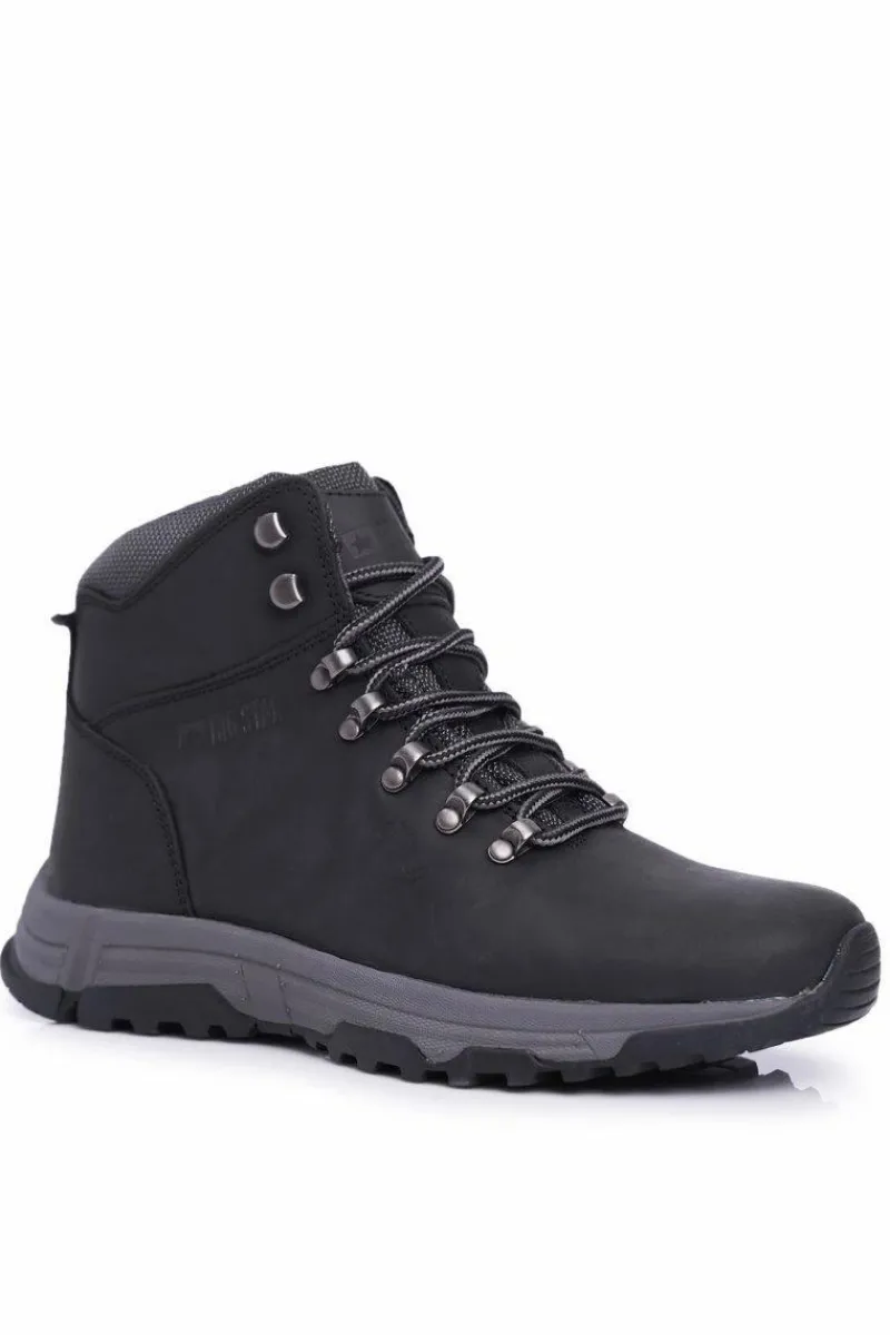 Online Buty Trekkingowe Męskie Skórzane Big Star Czarne EE174201 Męskie Obuwie Trekkingowe Męskie