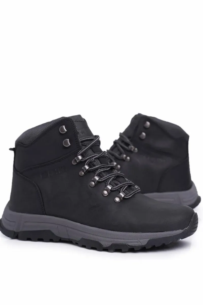 Online Buty Trekkingowe Męskie Skórzane Big Star Czarne EE174201 Męskie Obuwie Trekkingowe Męskie