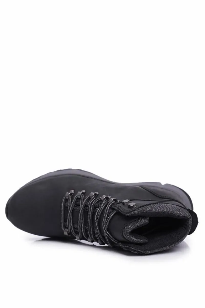 Online Buty Trekkingowe Męskie Skórzane Big Star Czarne EE174201 Męskie Obuwie Trekkingowe Męskie