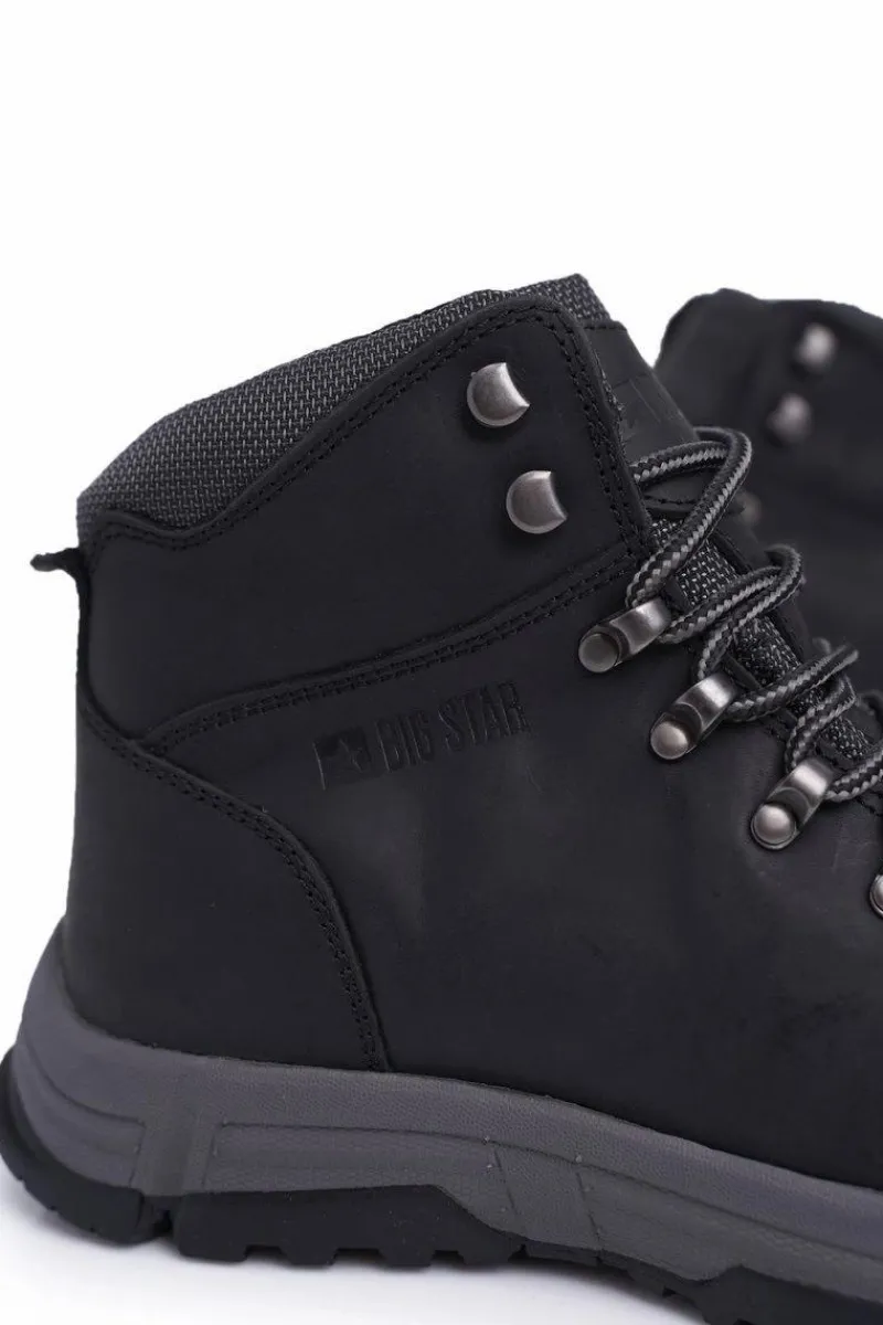 Online Buty Trekkingowe Męskie Skórzane Big Star Czarne EE174201 Męskie Obuwie Trekkingowe Męskie