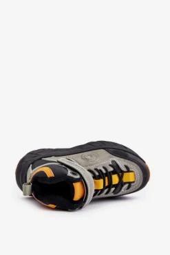 Buty Trekkingowe Trapery Dziecięce Ocieplane Na Rzep Khaki Big Star OO374181 Dzieci Chłopięce