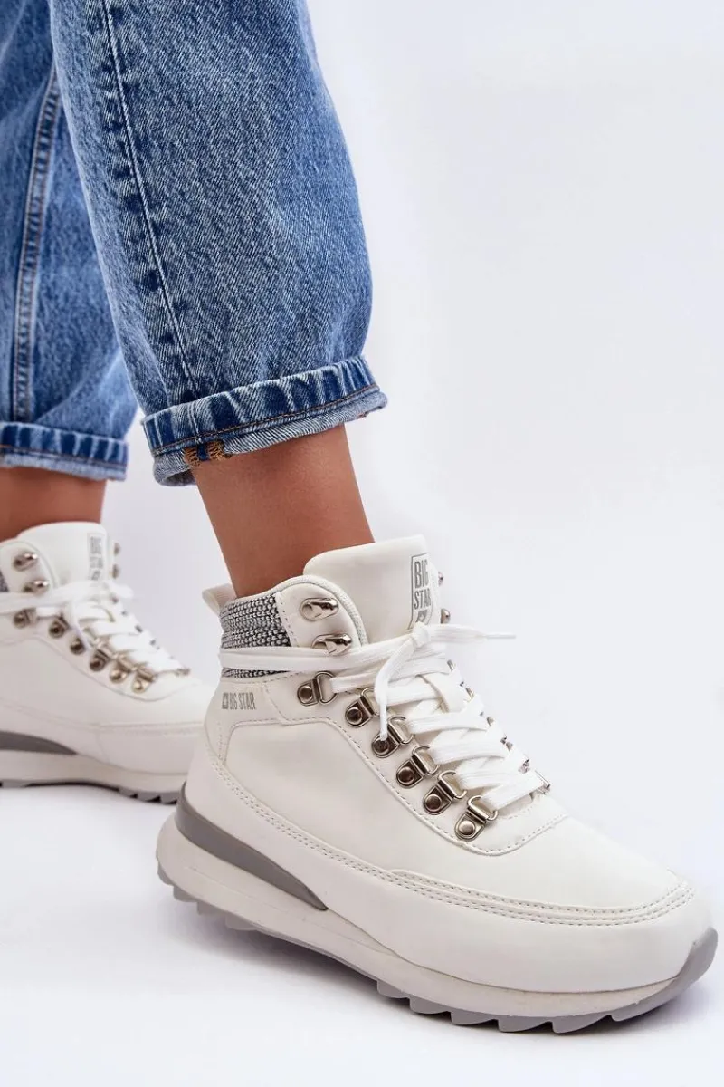 Sale Buty Trekkingowe Trapery Sznurowane Białe Big Star MM274675 Damskie Obuwie Trekkingowe Męskie|Trekkingowe Damskie