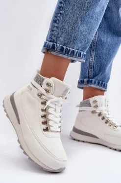 Sale Buty Trekkingowe Trapery Sznurowane Białe Big Star MM274675 Damskie Obuwie Trekkingowe Męskie|Trekkingowe Damskie