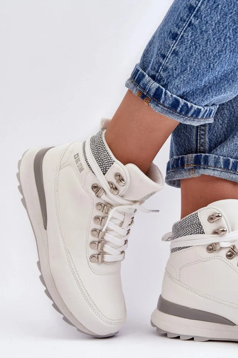 Sale Buty Trekkingowe Trapery Sznurowane Białe Big Star MM274675 Damskie Obuwie Trekkingowe Męskie|Trekkingowe Damskie