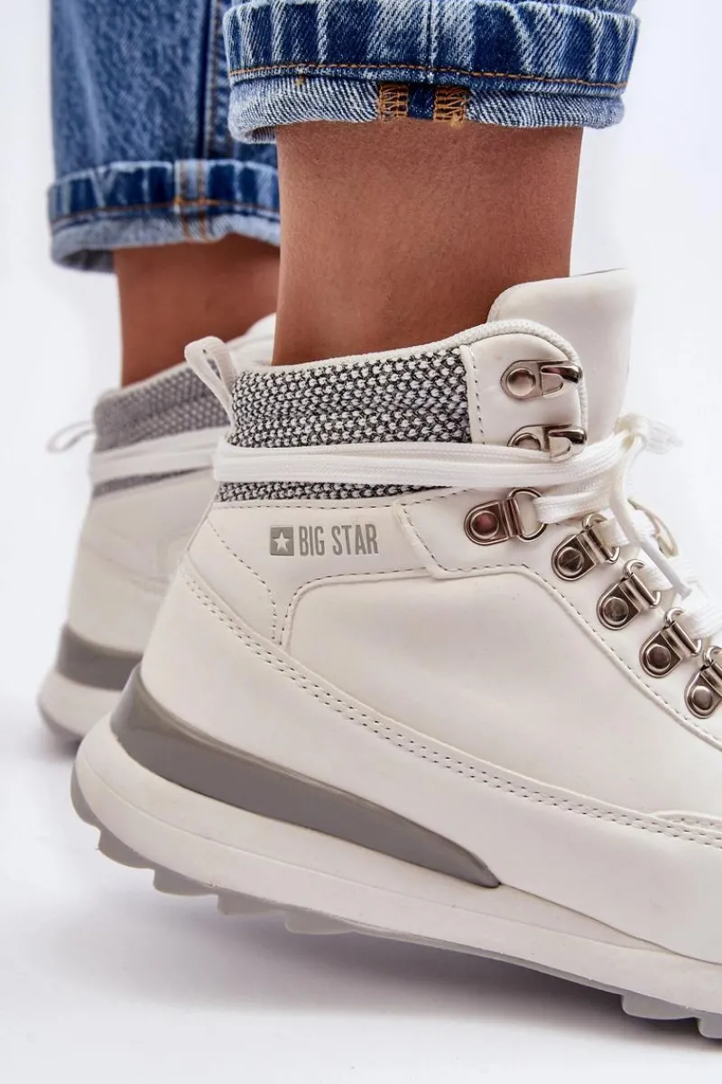 Sale Buty Trekkingowe Trapery Sznurowane Białe Big Star MM274675 Damskie Obuwie Trekkingowe Męskie|Trekkingowe Damskie