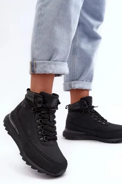 Obuwie Trekkingowe Męskie|Trekkingowe Damskie>Big Star Shoes Buty Trekkingowe Trapery Sznurowane Czarne Big Star MM274677