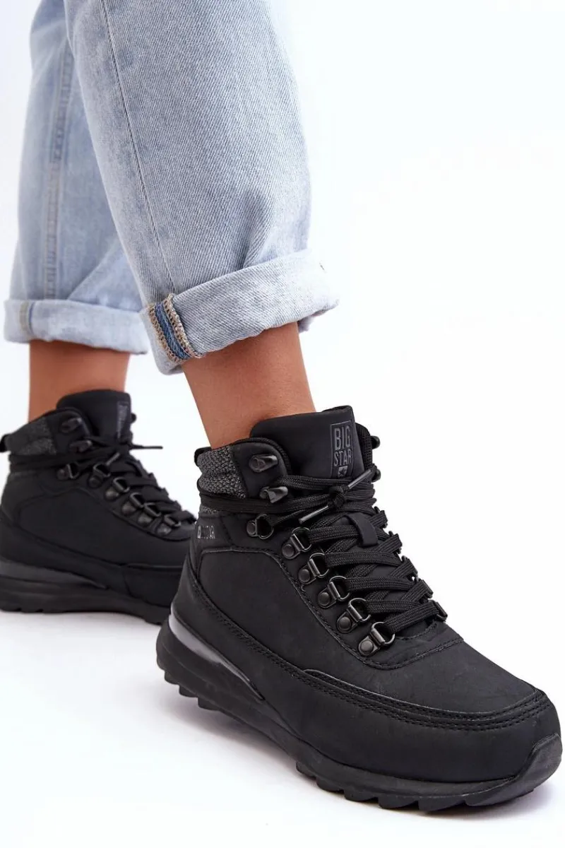 Obuwie Trekkingowe Męskie|Trekkingowe Damskie>Big Star Shoes Buty Trekkingowe Trapery Sznurowane Czarne Big Star MM274677