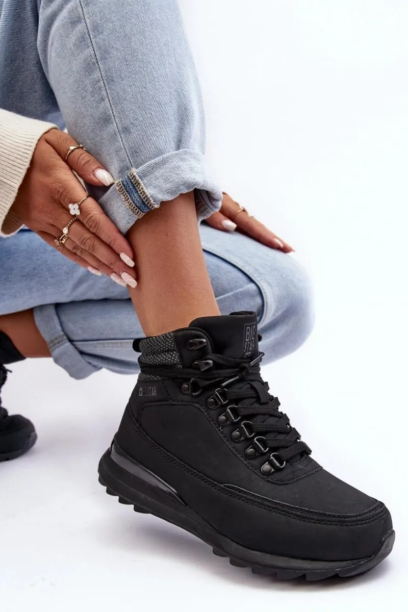 Obuwie Trekkingowe Męskie|Trekkingowe Damskie>Big Star Shoes Buty Trekkingowe Trapery Sznurowane Czarne Big Star MM274677