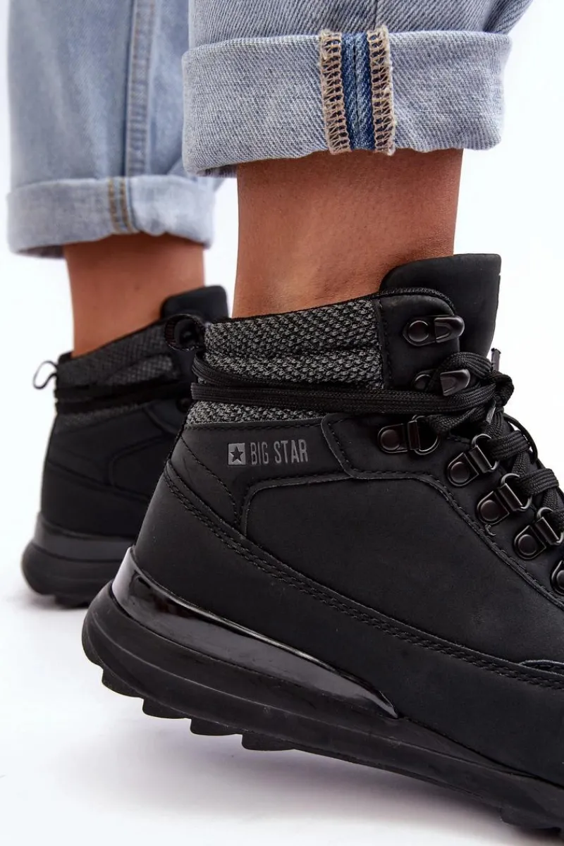 Obuwie Trekkingowe Męskie|Trekkingowe Damskie>Big Star Shoes Buty Trekkingowe Trapery Sznurowane Czarne Big Star MM274677