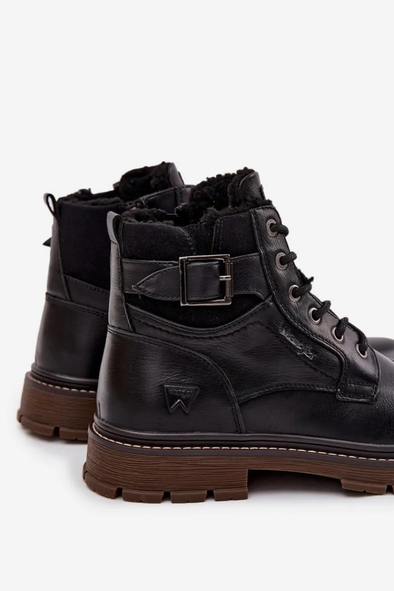 Online Buty Zimowe Męskie 20253035.11A Ciemnobrązowe Męskie Botki Męskie