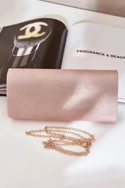 Best Błyszcząca Torebka Wizytowa Kopertówka Różowe Złoto Sastorea Kopertówki