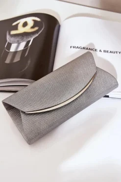 Hot Boto Błyszcząca Torebka Wizytowa Kopertówka Szara Sastorea