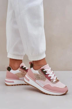 Sale Błyszczące Buty Sportowe Damskie Różowe Leesema Damskie Buty Sportowe Na Platformie|Sneakersy Damskie