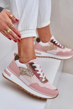 Sale Błyszczące Buty Sportowe Damskie Różowe Leesema Damskie Buty Sportowe Na Platformie|Sneakersy Damskie