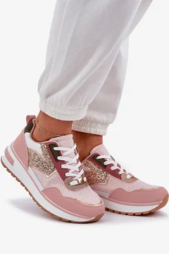 Sale Błyszczące Buty Sportowe Damskie Różowe Leesema Damskie Buty Sportowe Na Platformie|Sneakersy Damskie