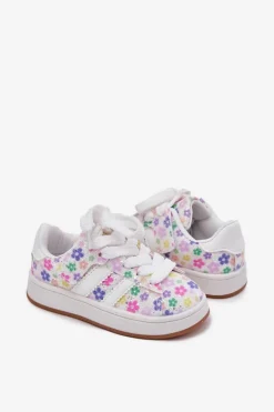 Sale Błyszczące Buty Sportowe Dziewczęce W Kwiatuszki Białe Tessina Dzieci Dziewczęce|Back To School