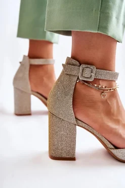 Discount Boto Błyszczące Czółenka Na Słupku Złote Amira