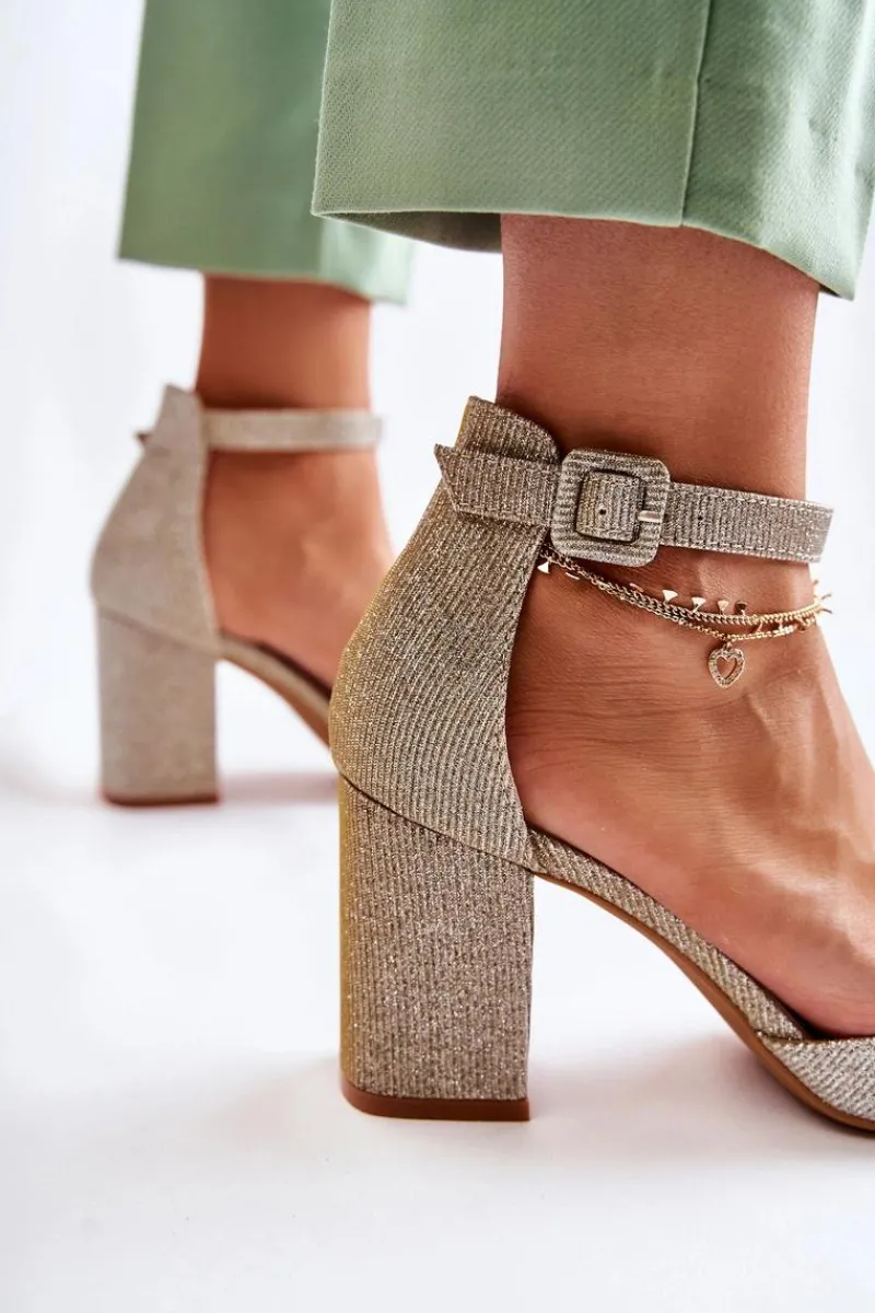 Discount Boto Błyszczące Czółenka Na Słupku Złote Amira