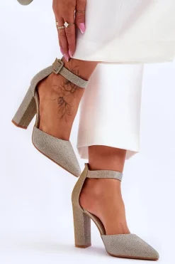 Discount Boto Błyszczące Czółenka Na Wyższym Słupku Złote True Love