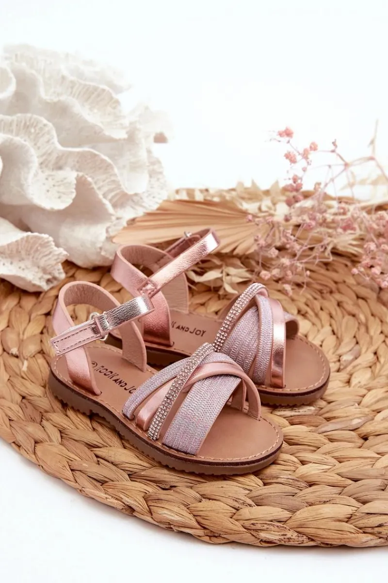 Dziewczęce>Boto Błyszczące Dziecięce Sandałki Na Rzep Różowe Delphina Różowy