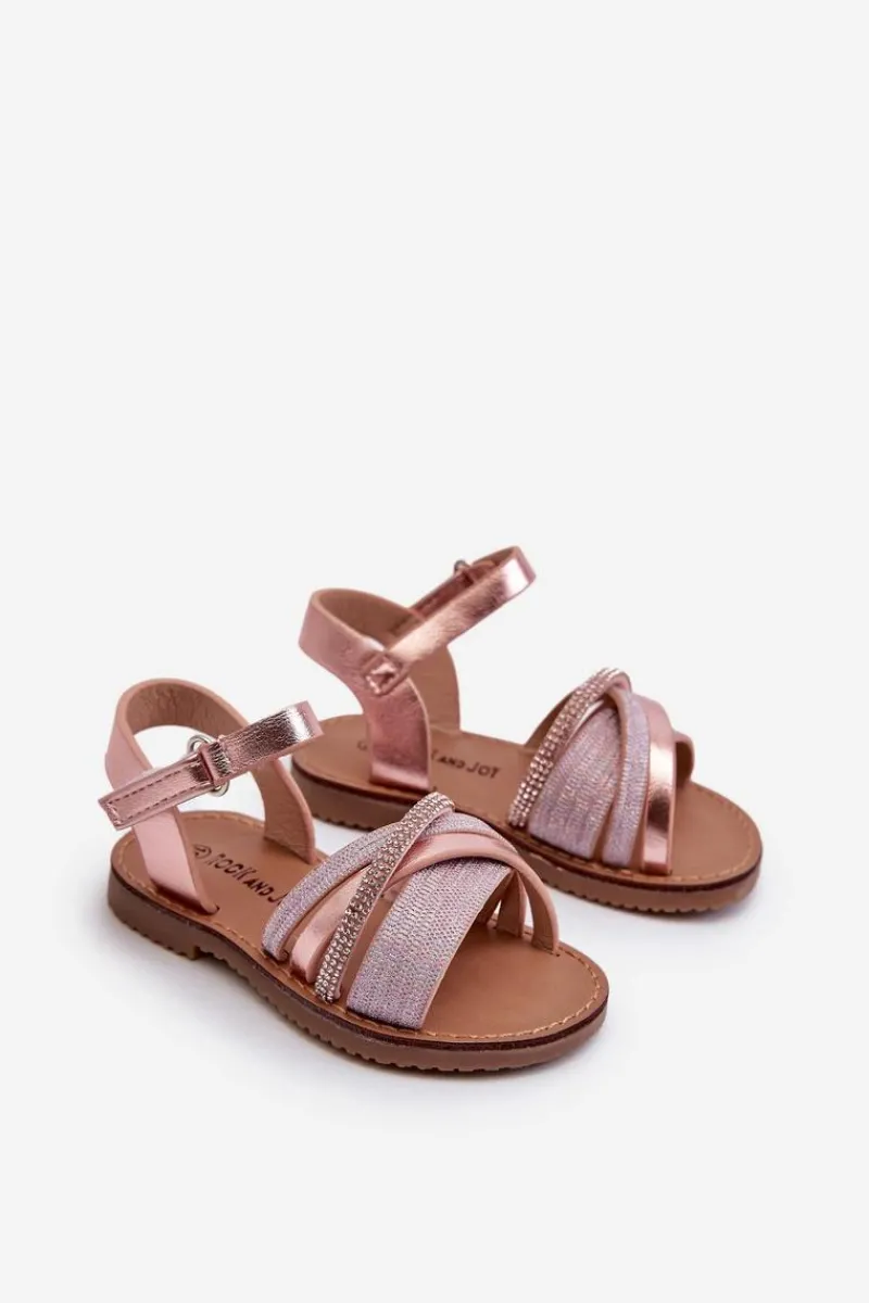 Dziewczęce>Boto Błyszczące Dziecięce Sandałki Na Rzep Różowe Delphina Różowy